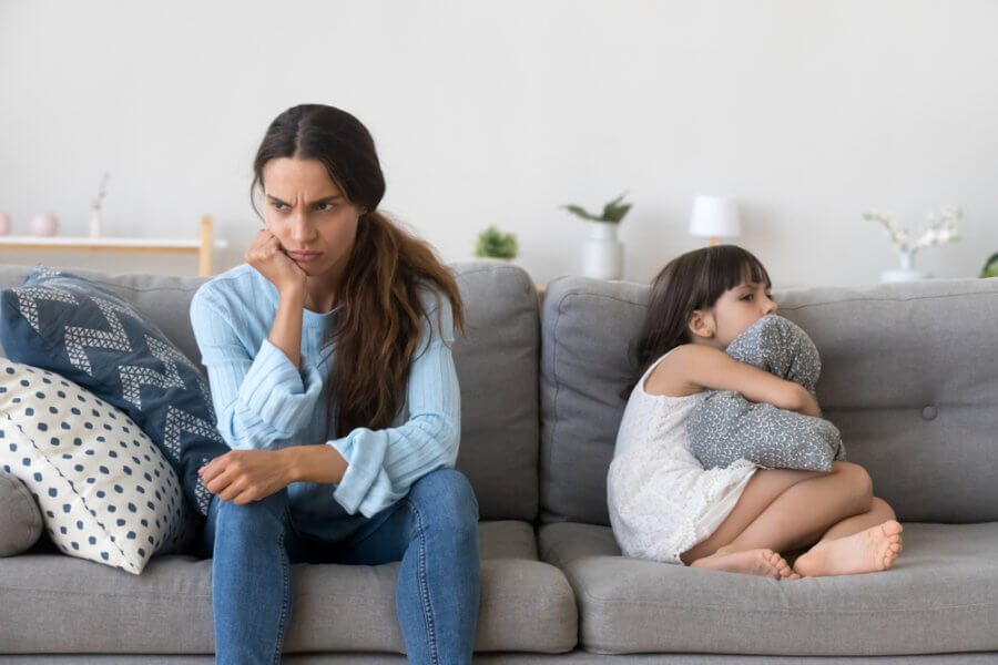 Mother with anger management issues yelling at sad daughter