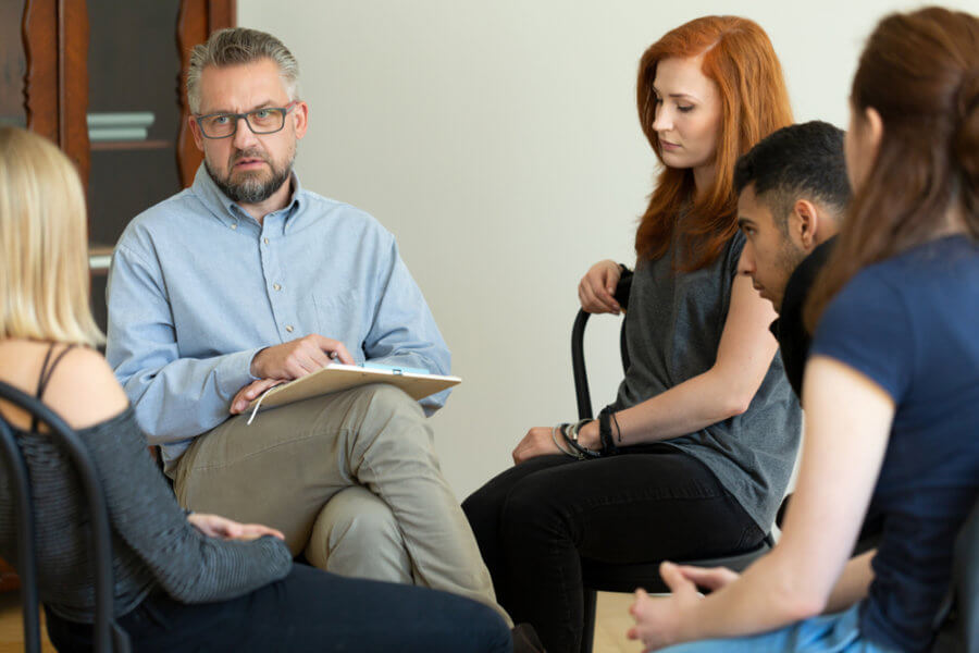 Group of people in a drug rehabilitation program