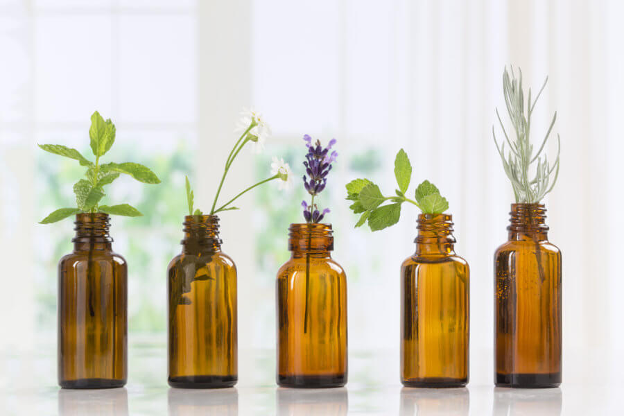 Brown bottles of herbs that are an integrative approach to treating lyme disease