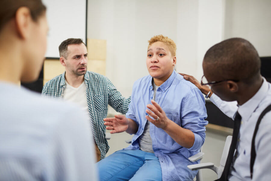 Group therapy in a mental hospital