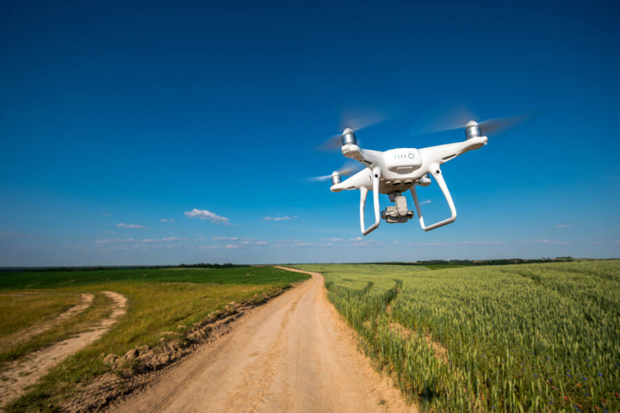 drone flying taking aerial imagery